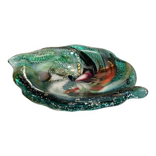 Leaf Shaped Art Glass Catchall or Ashtray in the Manner of Murano For Sale