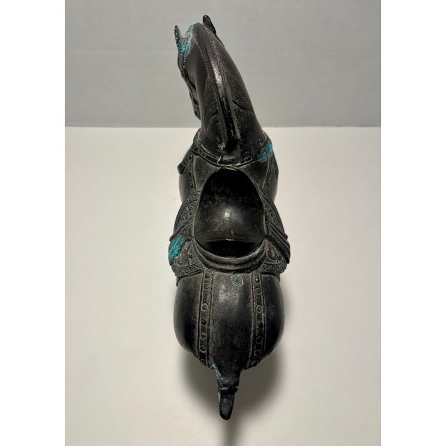 Vintage Chinese Bronze Tang Style War Horse Sculpture Statue With Patina For Sale In Los Angeles - Image 6 of 10