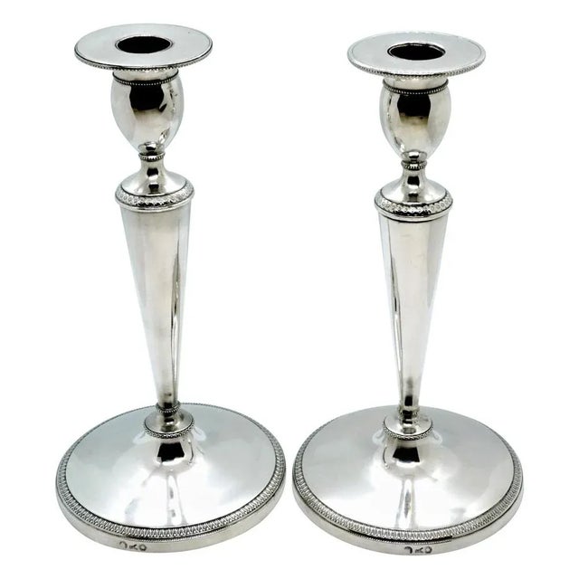 Empire Italian Silver Candlesticks, Milan, 1810s, Set of 2 For Sale - Image 6 of 6