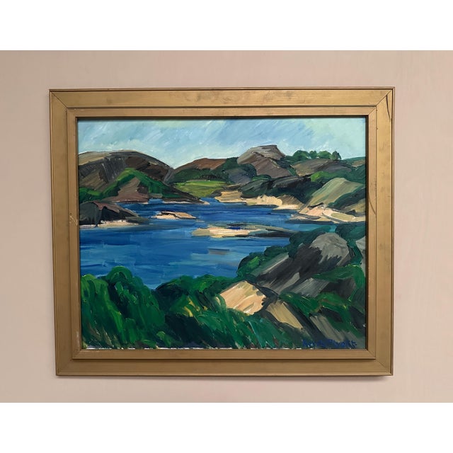 Original Vintage Swedish Oil on Canvas – “Lake” by Kersti Flyckt – Signed – Framed – 79 × 66 cm (31.1" × 26") incl. frame...
