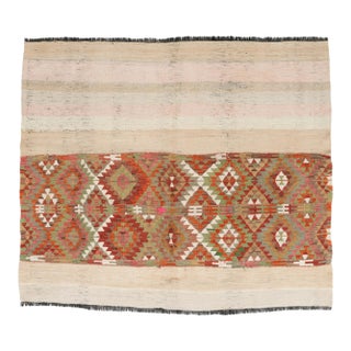 Decorative Vintage Turkish Kilim Rug - 4`5″ X 5`1″ For Sale