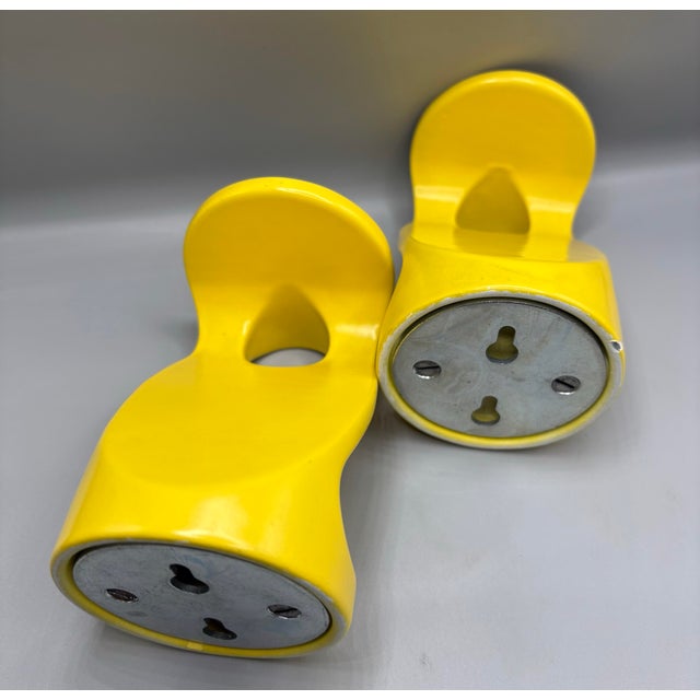 Space Age Italian Modern Sunny Yellow Mid 20th Century Wall Hooks a Pair For Sale In San Diego - Image 6 of 9