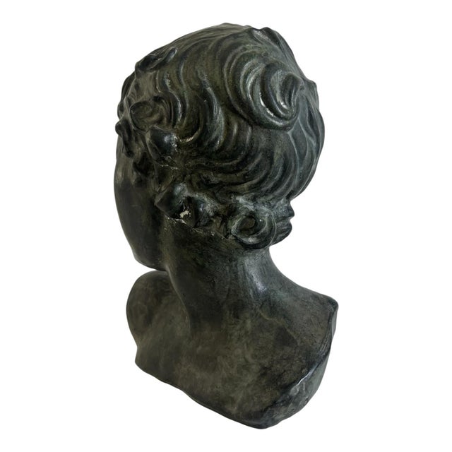 Neoclassical Terracotta Bust of Young Roman Ephebe 20th Century Spain Sculpture For Sale - Image 4 of 7