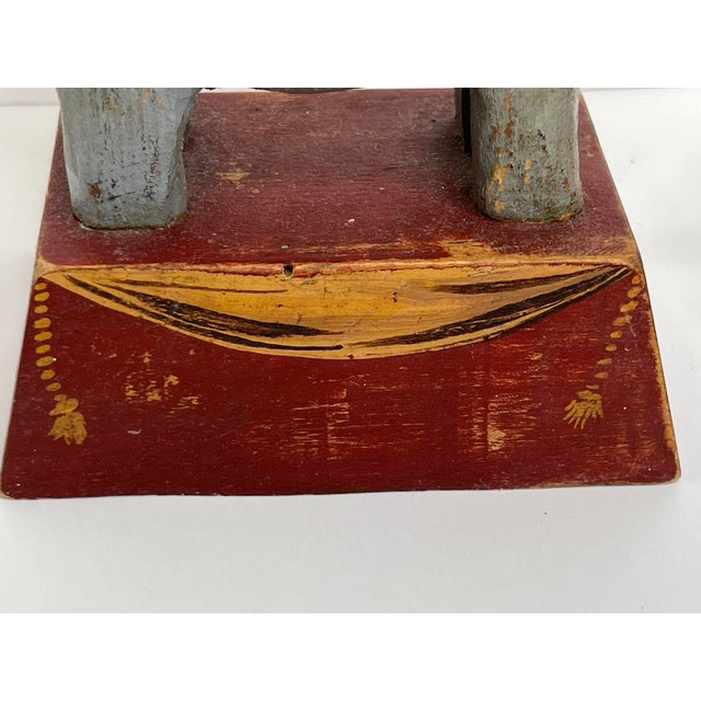 Gray Original Signed Tom Kelly Folk Art Elephant Ram Wood Sculpture For Sale - Image 8 of 12