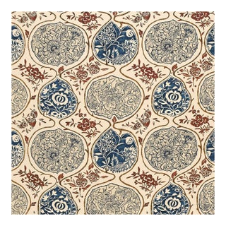 Sample - Schumacher Katsugi Fabric in Indigo & Cinnabar For Sale
