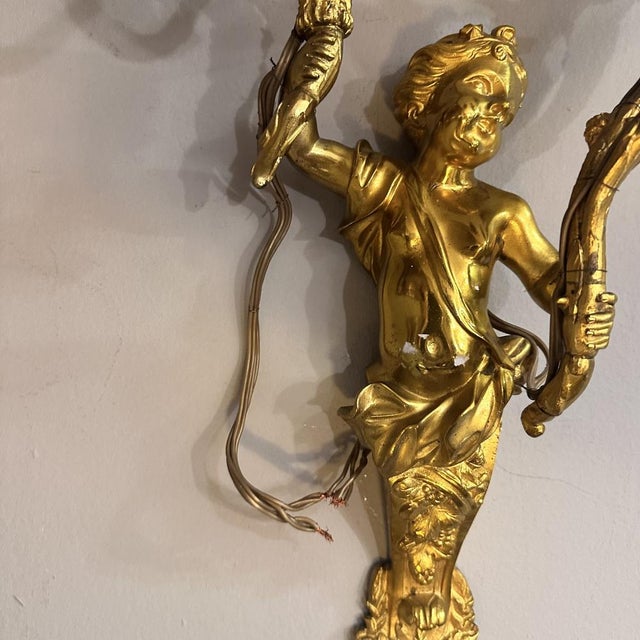 Napoleon III Louis XV Apply Cherub, Ormolú , France, 19th Century For Sale - Image 12 of 18