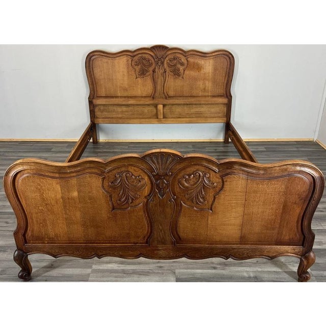 Vintage French Louis XVI King Size Bed Frame in Oak For Sale - Image 14 of 14