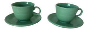 Fiesta Ware Green Coffee Cups & Saucers - a Pair