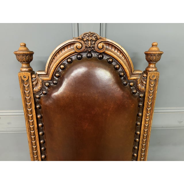 Carved Oak High Back Chairs, 1900, Set of 8 For Sale - Image 15 of 18