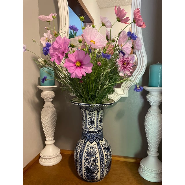 Large Vintage Blue and White Boch Delft Vase For Sale - Image 12 of 12