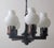 Chandelier in Wood with White Glasses in the Shape of an Onion from Vikrka, Denmark, 1960s, in Very Good conditions....