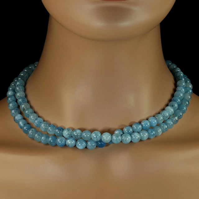 Elevate your jewelry collection with this exquisite two-strand aquamarine necklace, a timeless piece that radiates...
