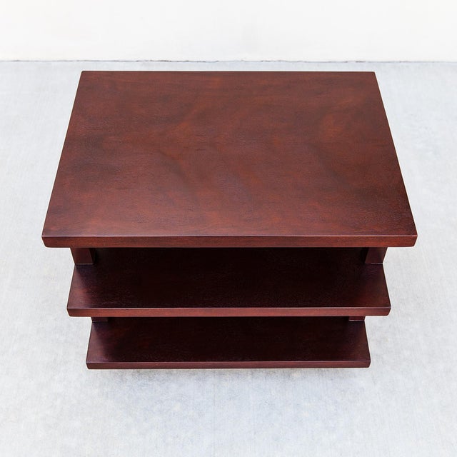 Mid-Century Modern 1940s Edward Wormley for Dunbar Model 4423 Tiered Mahogany Occasional Table For Sale - Image 3 of 15