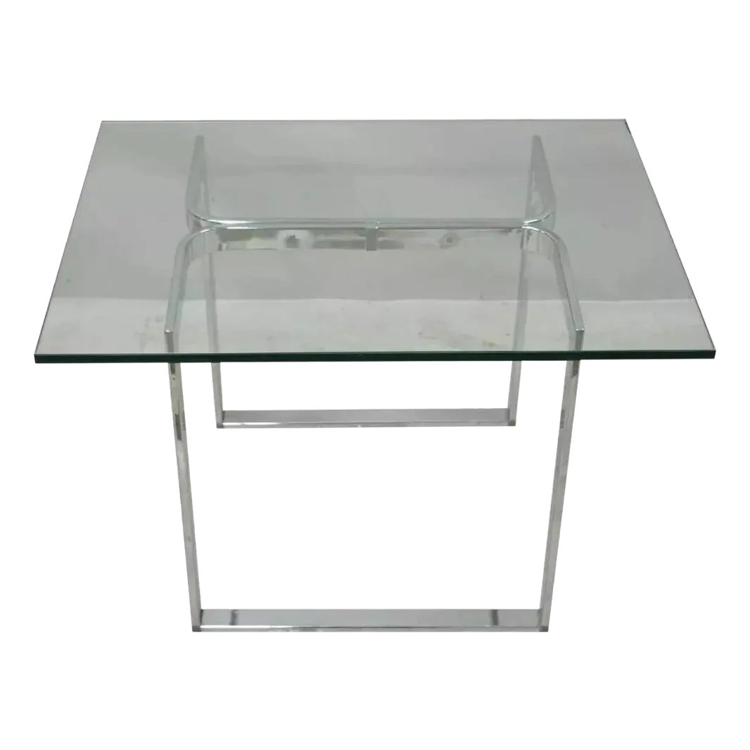 Mid Century Modern Sculptural Chrome Rectangular Glass Top Occasional ...