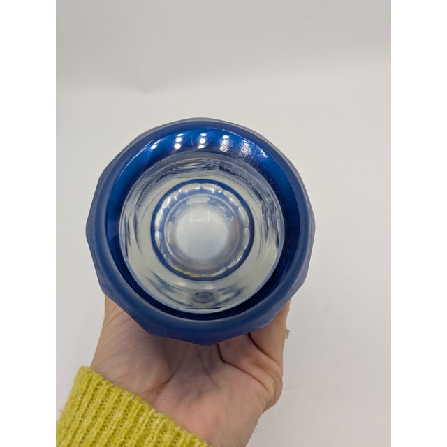 Late 19th Century Cobalt Blue Czech Bohemian Cut Glass Vase For Sale - Image 9 of 10