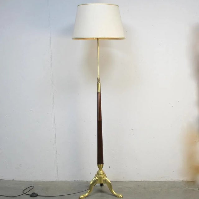 Adjustable Wood and Bronze Floor Lamp, 1940s For Sale - Image 3 of 12