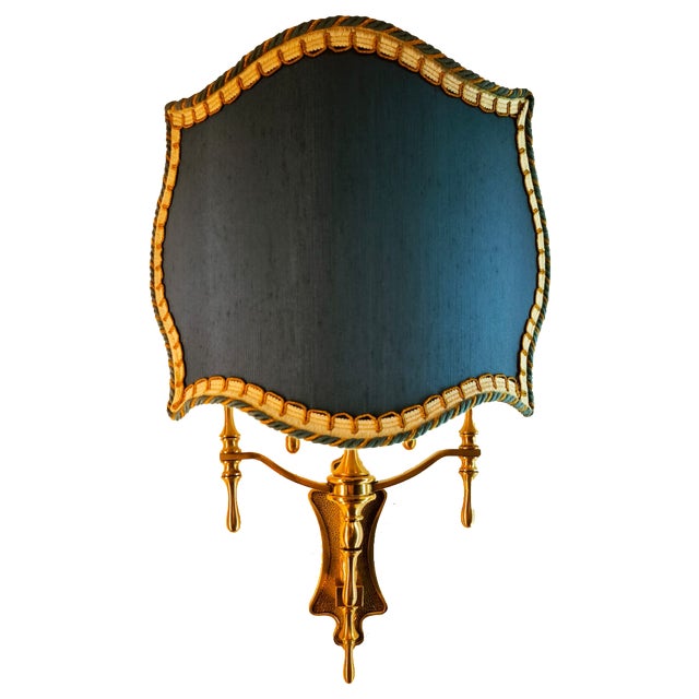 Brass Wall Light with Decorated Fan For Sale