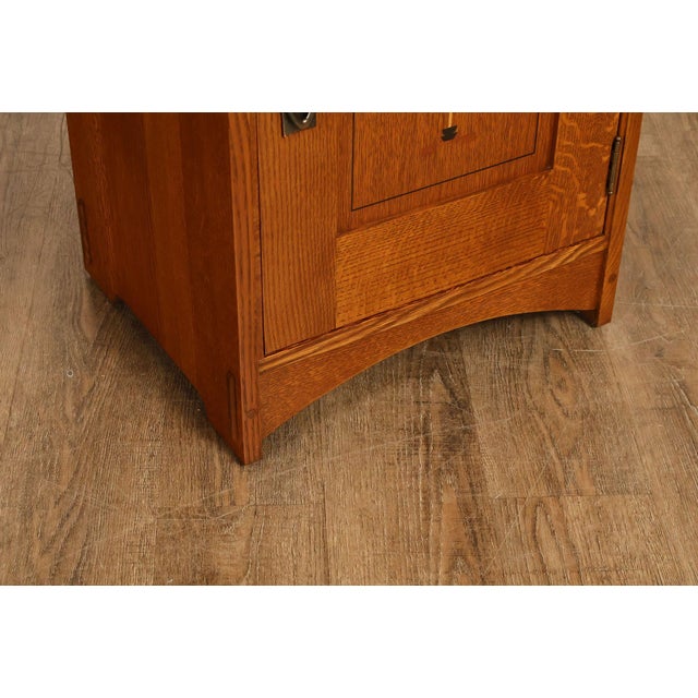 Wood Stickley Mission Oak Harvey Ellis Inlaid Nightstand For Sale - Image 7 of 18