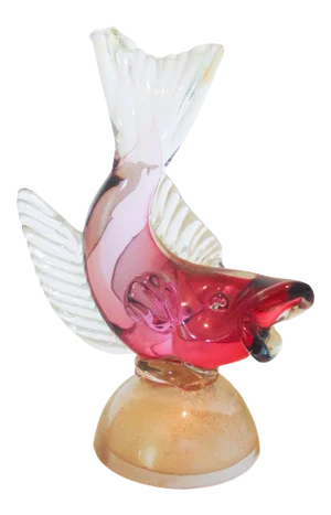 Mid-Century Cranberry Gold Fleck Fish Figure
