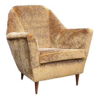 Bronze Patterned Velvet Armchair attributed to Ariberto Colombo, Italy, 1950s For Sale