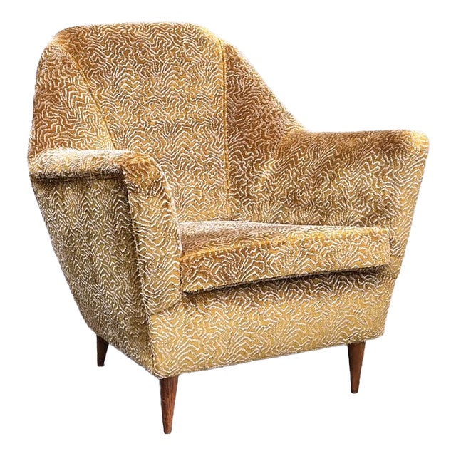 Bronze Patterned Velvet Armchair attributed to Ariberto Colombo, Italy, 1950s For Sale