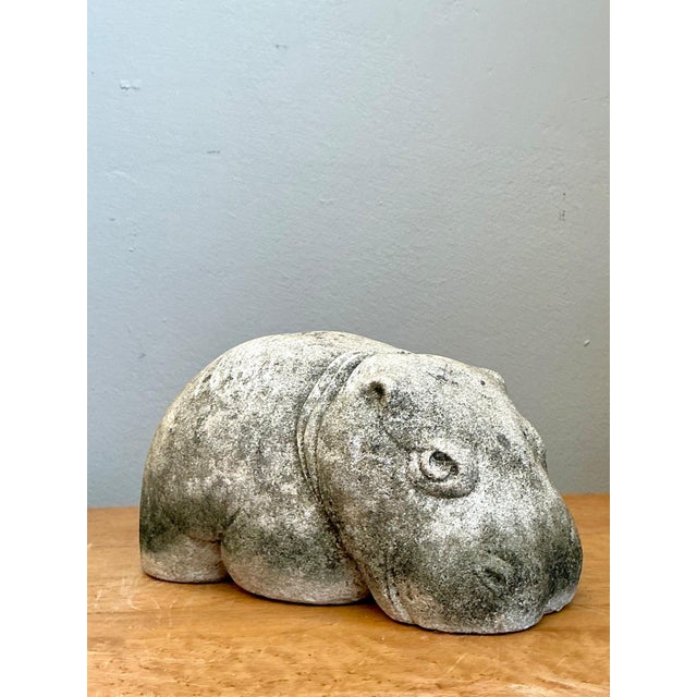 Mid-Century Modern Vintage Cast Cement Hippo For Sale - Image 3 of 16