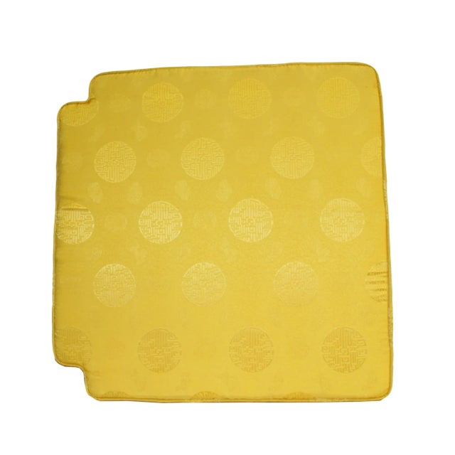 Chinoiserie Chinese Oriental Golden Yellow Silk Fabric Square Seat Cushion Pad For Sale - Image 3 of 8