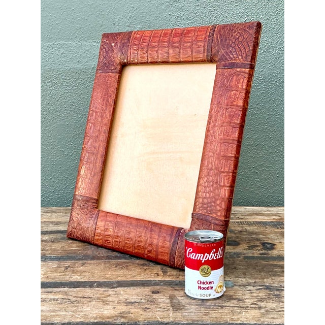 Mid 20th Century Vintage Cuban Crocodile Wrapped Picture Frame For Sale - Image 5 of 12