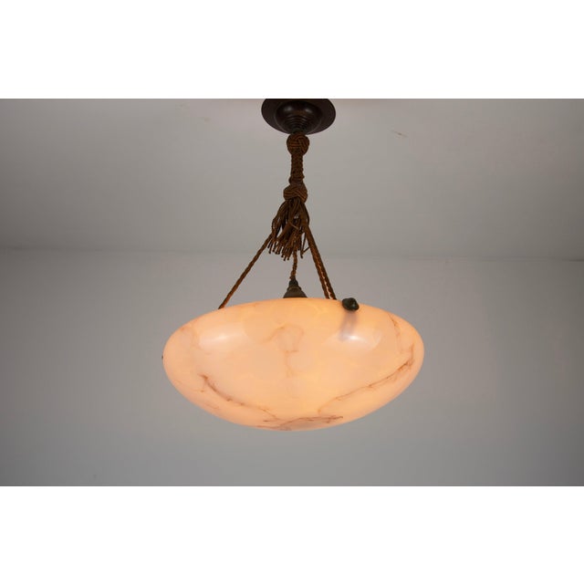1930s Round Art Deco Glass Pedant Lamp, 1930s, Germany For Sale - Image 5 of 11
