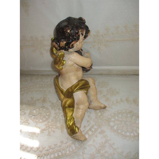 Vintage Large Baroque Putti Cherub Sculpture With Lyre For Sale In Columbia, SC - Image 6 of 8