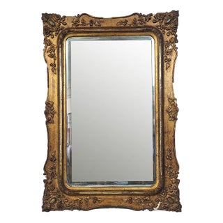 Golden Wooden Mirror, 1950s For Sale