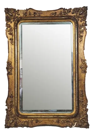 Golden Wooden Mirror, 1950s