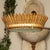 Vintage Spanish Gilt Metal Crown Chandelier with Frosted Glass and Leaf Motifs For Sale - Image 10 of 12