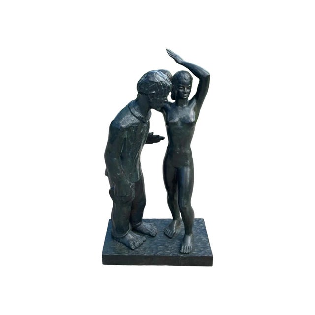 Mid-Century Modern Large Bronze Figurative Sculpture by Firmin Vandewoude (1907-1994) For Sale - Image 3 of 12