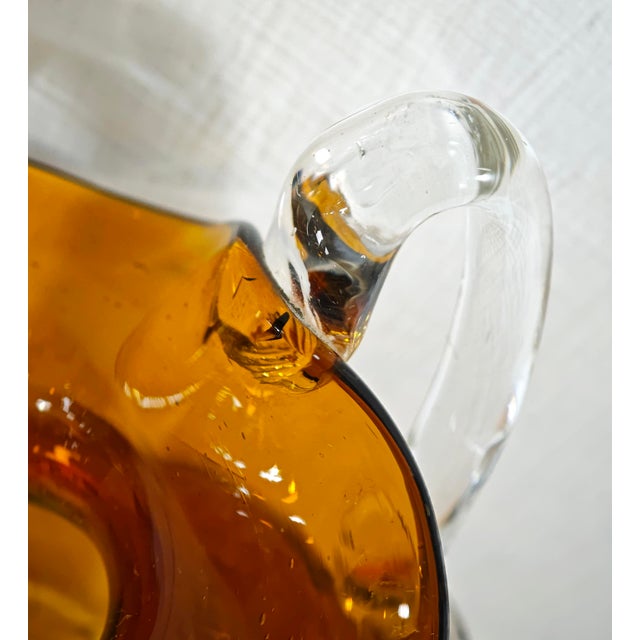 Mid-Century Modern Two-Handled Amber Murano Glass Vase, Italy, 1950s For Sale - Image 17 of 18