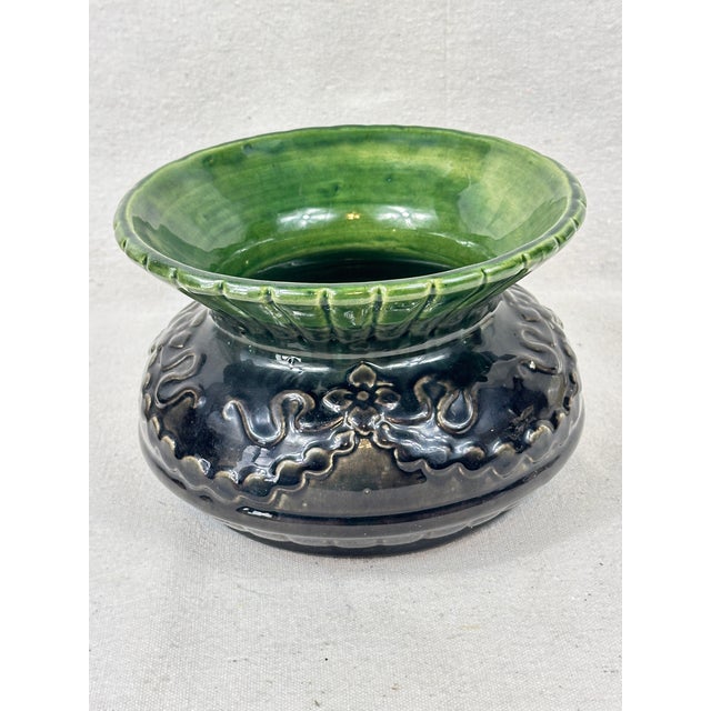 Ceramic Antique Roseville Blended Glaze Cachepot For Sale - Image 7 of 9