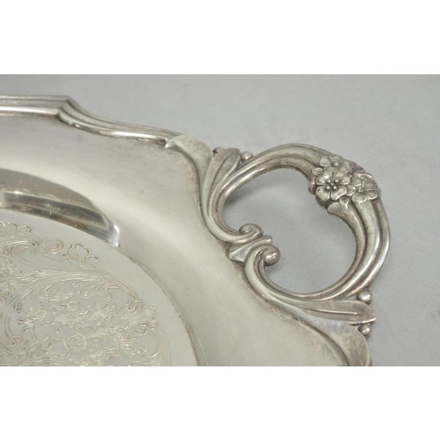 Silver 1847 Rogers Bros Eternally Yours Silver Plated Oval Serving Platter Butlers Tray For Sale - Image 8 of 14