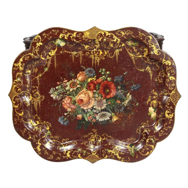 Victorian Papier Mache Tray Table For Sale - Image 4 of 12