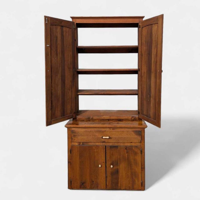 Antique Early American Solid Wood Rustic Cupboard Hutch For Sale - Image 11 of 14