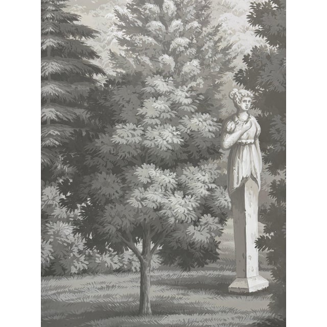 Paper Hand Painted Vintage European Garden Park Panoramic Mural Panels For Sale - Image 7 of 10