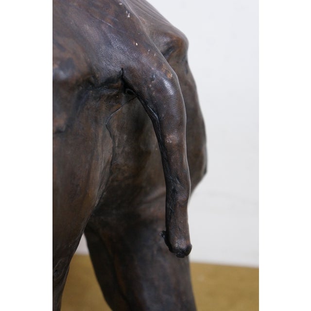 Vintage Tooled Leather African Rhinoceros Foot Stool Ottoman Sculpture 35" For Sale - Image 10 of 18
