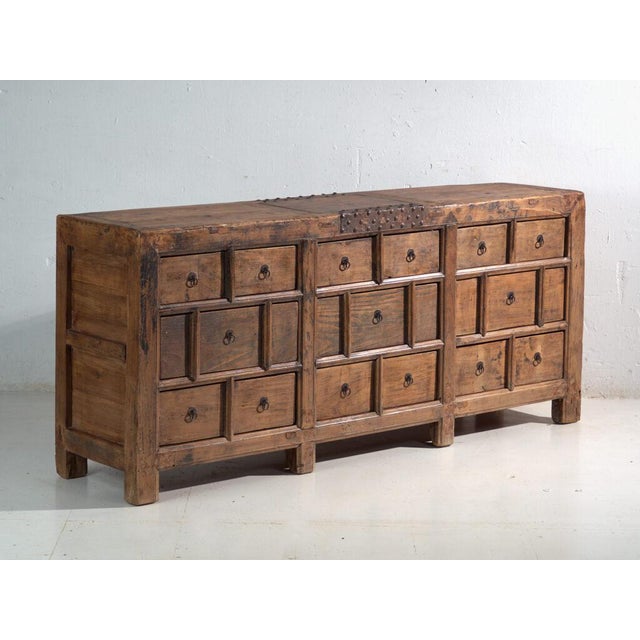 Antique Nine-Drawer Cabinet in Pine Wood, China, 1930s For Sale - Image 13 of 13