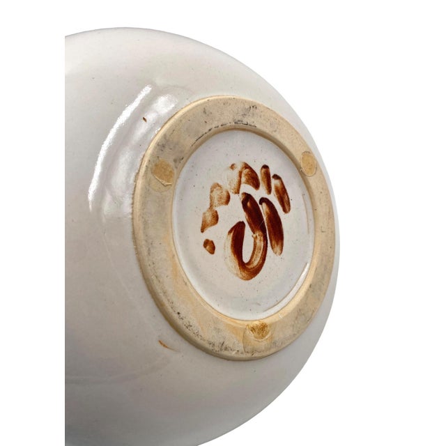 Cerulean Mid-Century Modern Spherical Gres Vase, Franco Bucci Italy Ca. 1970 For Sale - Image 8 of 12