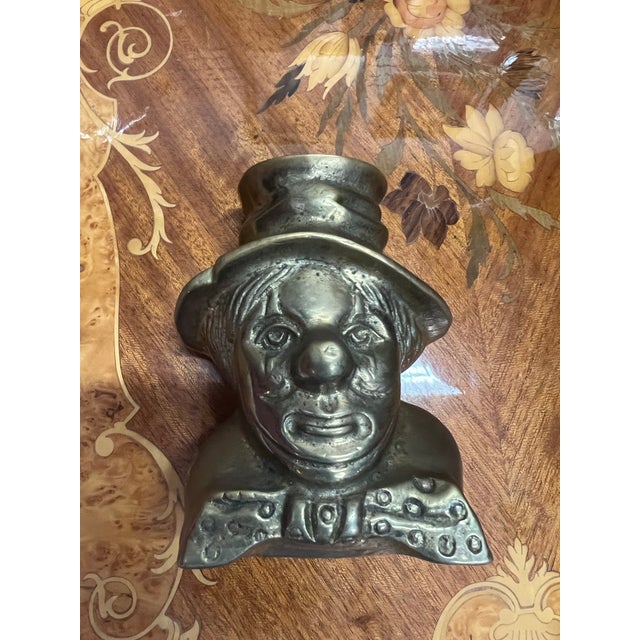 Vintage Brass Clown Bookend, Door Stopper For Sale - Image 11 of 11