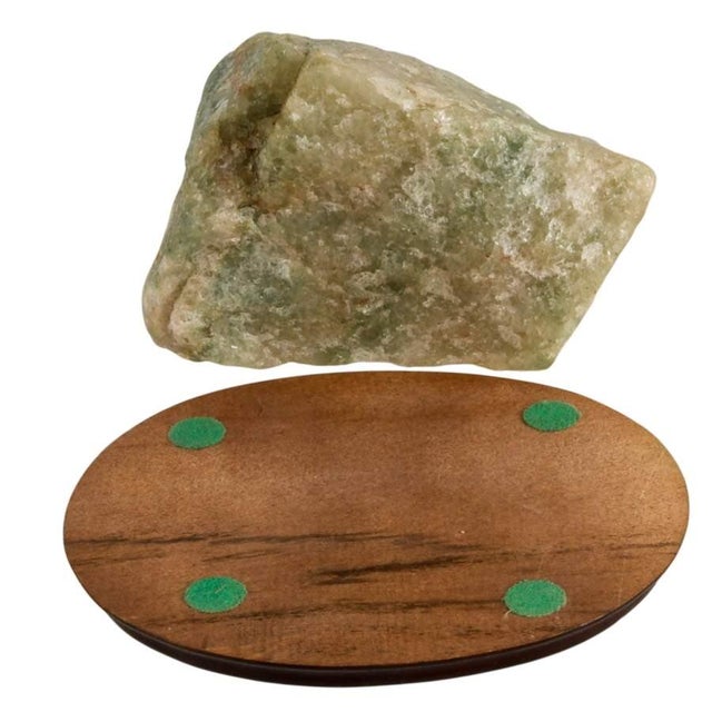 Gemstone Rough Natural Fluorite Mineral Specimen on Wooden Display Base For Sale - Image 7 of 7