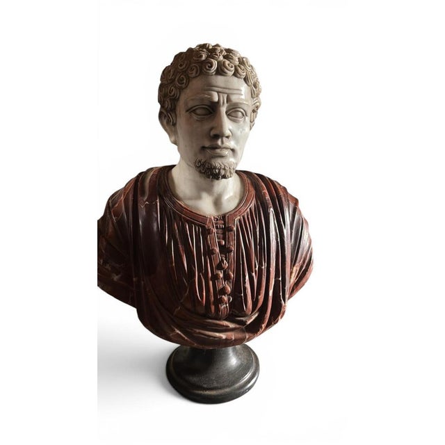Early 20th Century Roman Emperor Bust with Patina, 1920, Marble For Sale - Image 4 of 6