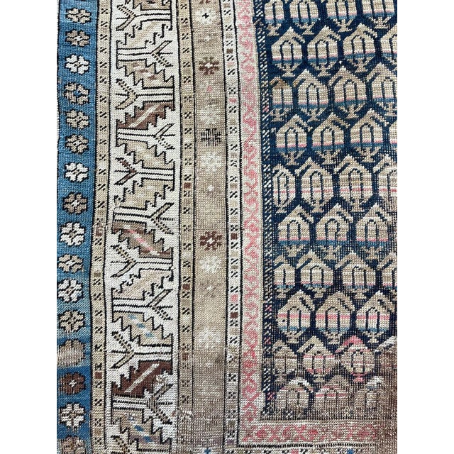 ON HOLD FOR MAGNOLIA NETWORK*** GORGEOUS Antique Caucasian Runner Icy Blue, Soft Beige, Camel, Honey with Blush 3.4 x 8.4 For Sale - Image 17 of 18