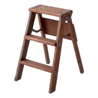 Antique Folding Wooden Step Ladder For Sale