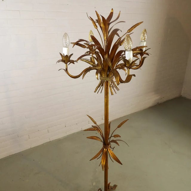 Hollywood Regency Floor Lamp with Wheat Motif in Gold Leaf by Hans Kögl For Sale - Image 6 of 7
