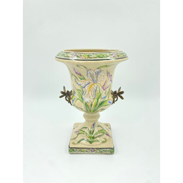 Late 20th Century Late 20th Century Iris and Dragonfly Art Nouveau Planter by Wong Lee For Sale - Image 5 of 8